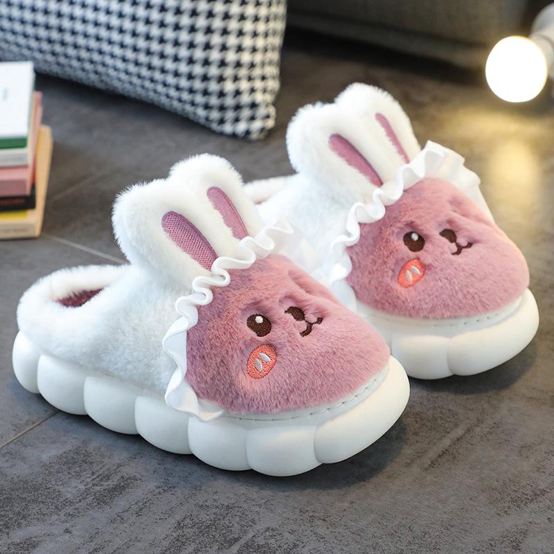 Women's Winter Thick-Soled Plush Cotton Slippers - Cozy Indoor Non-Slip Shoes