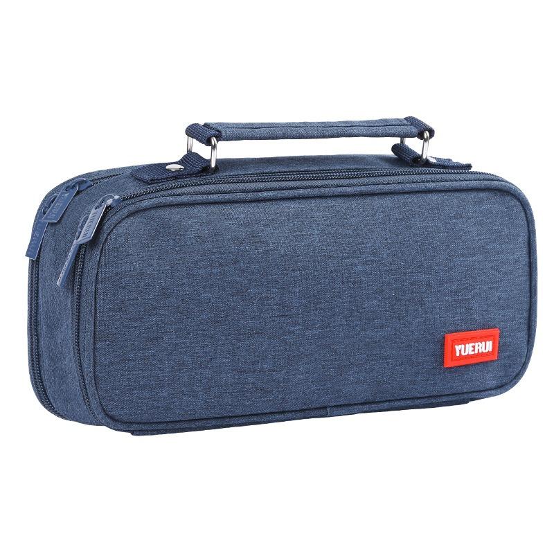 Simple Canvas Multi-layer Pencil Case Multi-functional Portable Stationery Box