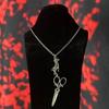 Gothic Retro Silver Scissors Pendant Necklace for Women - Large Hairdresser Jewelry Gift