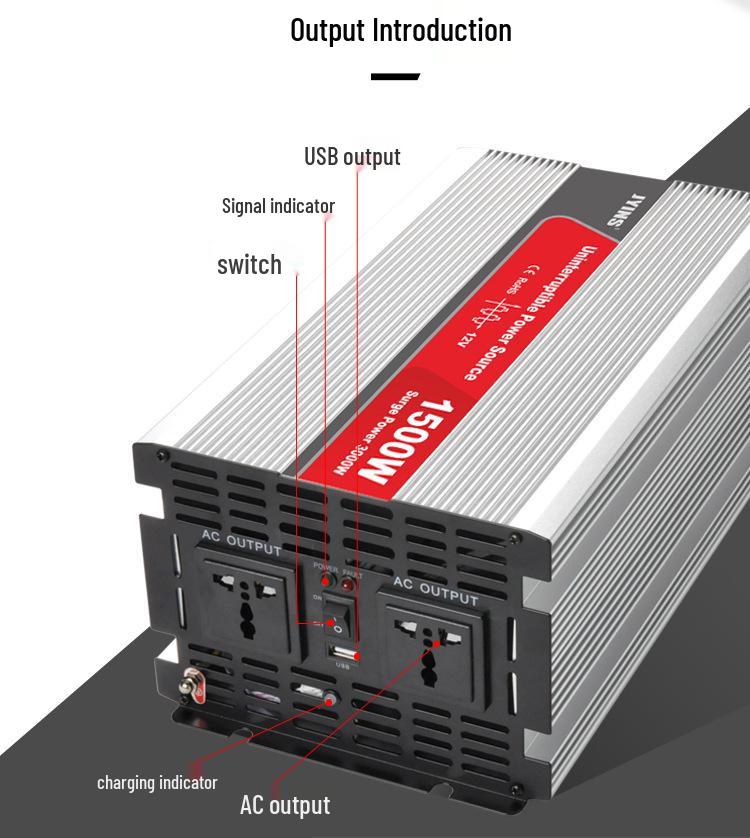 1500W Modified Sine Wave Car/Home Inverter with 12V To 220V Charging Capability