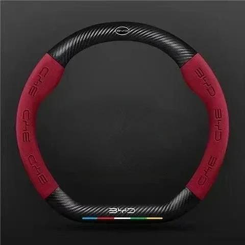 

Car Suede Steering Wheel Cover For BYD Atto 3 Act Seal Tang F3 E6 Yuan Song Plus EV F0 Qin Han Dolphin S6 Leather anti-slip червоний