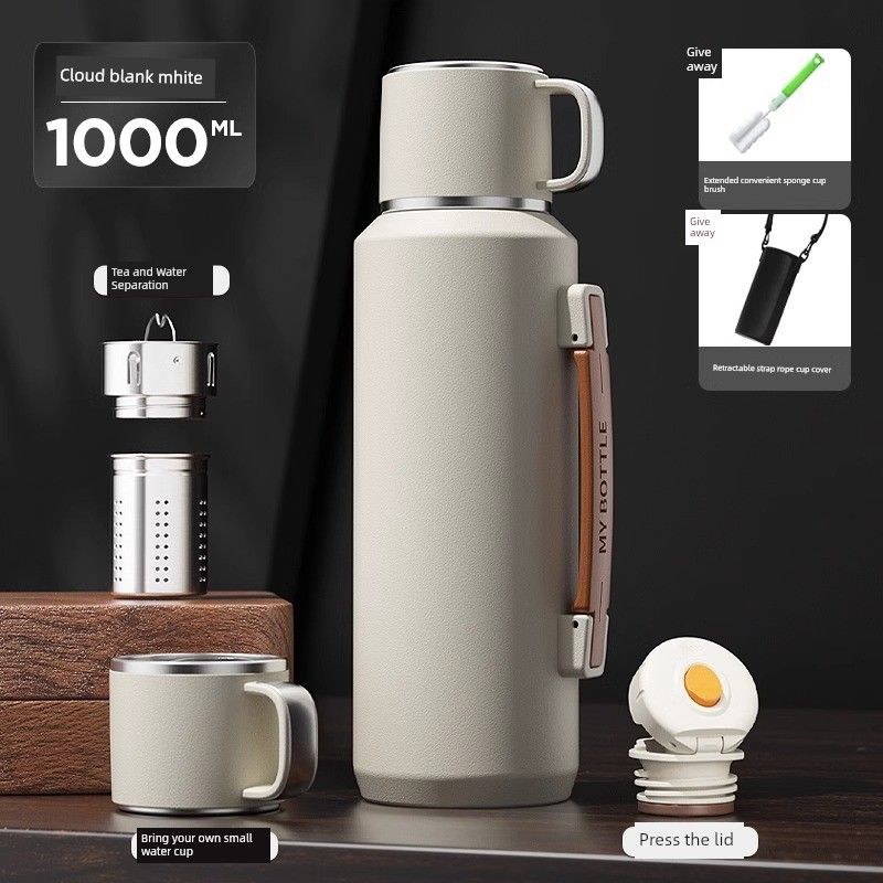 German Large-Capacity Thermos Cup for Men, 316 Stainless Steel Water Bottle, 2024 New Model for Women, Winter Tea Brewing Cup