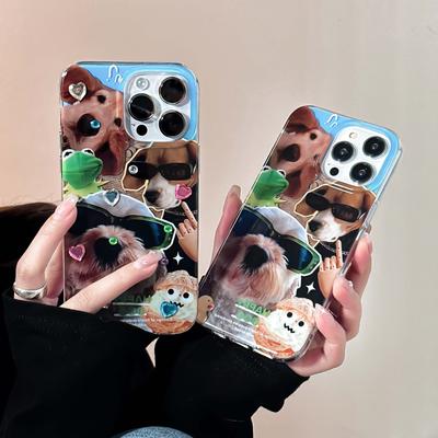 Pies Szczeniak Szczęśliwy Relif 2023 Etui na Telefon Imd Dla Iphone 11 12 13 Promax 14 Pro Max Tylna Pokrywa 3d Rodzina Zwierzę Tylna Pokrywa Capa