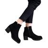 Spring and Autumn Frosted Temperament Fleece Medium Heel Boots Thick Heel Simple Suede Martin Boots