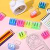 Portable Pencil Sharpener with Lid Dual Holes Pen Sharpener Plastic Manual Students Pencil Sharpener for Classroom Office Home