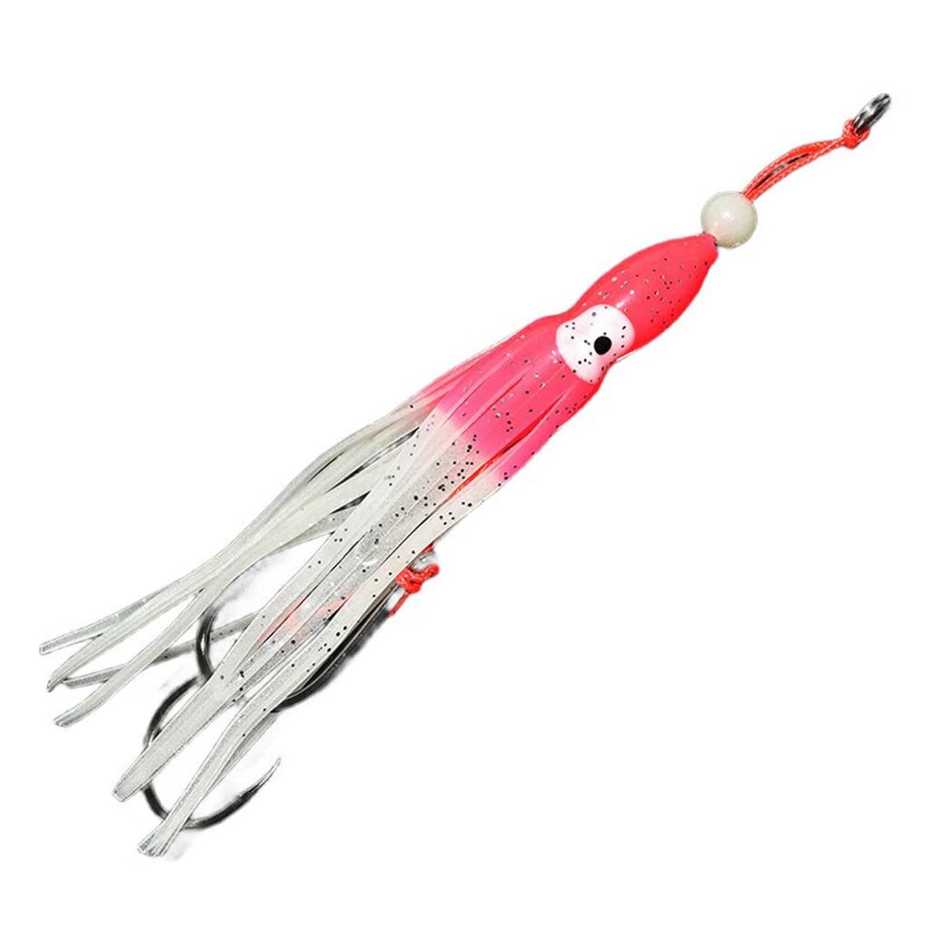 5Pcs Fishing Squid Lures Soft Luminous Octopus Trolling Saltwater Lures Baits with Hook Octopus Skirt Trolling Swimbait