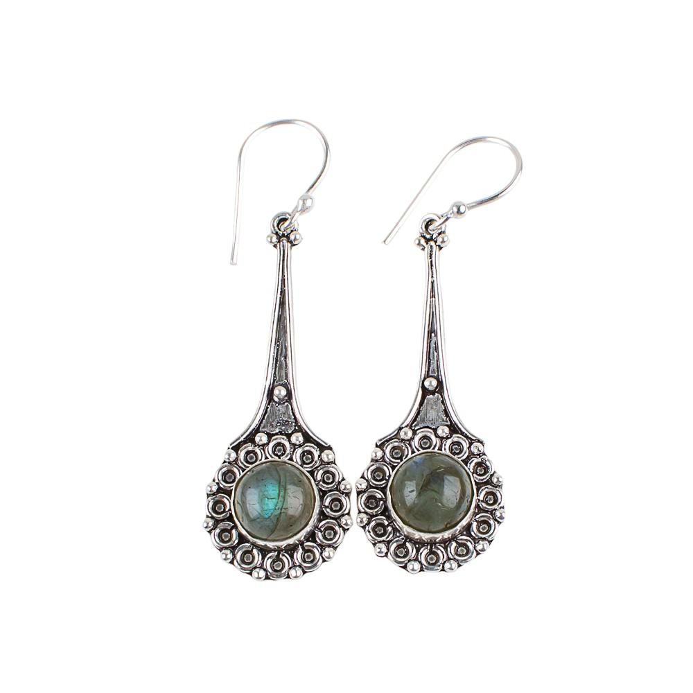 Natural Labradorite Gemstone 925 Sterling Silver Jewelry Handmade Earrings2.52" EE-77-26