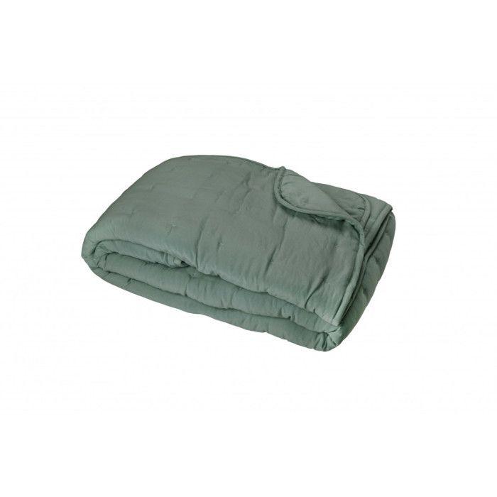 Quilted Blanket with Washed-wrinkled Look "Angkor" Toison d'Or - Angkor Eucalyptus - 150 X 200 Cm