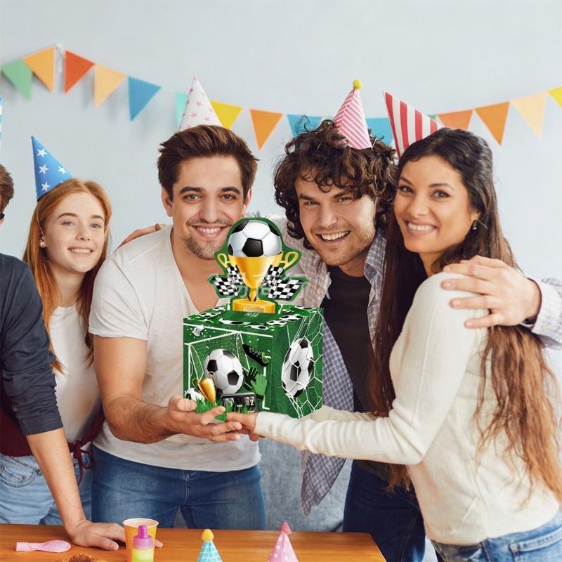 DIY Soccer Party Bill Fun Box With Pull Out Design For Birthday Gifts And Accessories