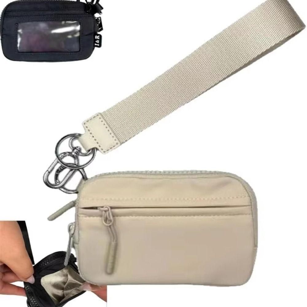 

with Wrist Strap Women s Keychain Wallet Card Slots Women Wrist Wallet Mini Coin Bag Card Holder рожевий