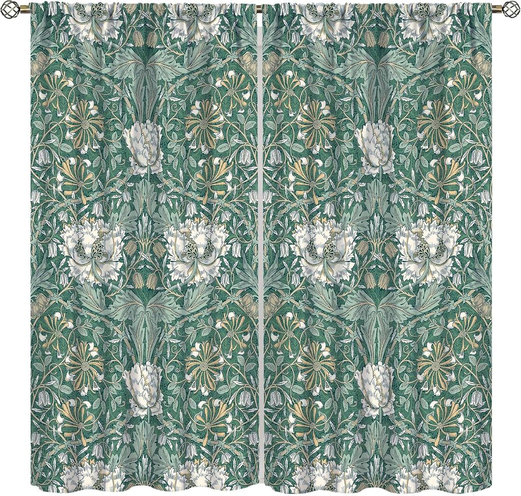 Tende Floreali Vintage Ycness William Morris Stile Pittorico Floreale Finestre della Stanza Tende per Camera da Letto Soggiorno Tenda Poliestere Perfette Per