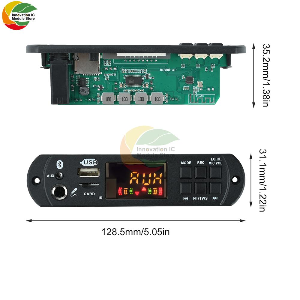 DC 12V MP3 BT Decoding Board Car Audio MP3 Decoder Power 2 * 50W with Amplifier Decoding Board