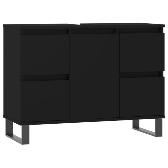 VidaXL Armoire de salle de bain noir 80x33x60 cm bois d'ingénierie 831661