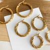 3pair/set Simple Twist Circle Round Hoop Earrings for Women Waterproof Stainless Steel Huggie Ear Buckle Statement Jewelry