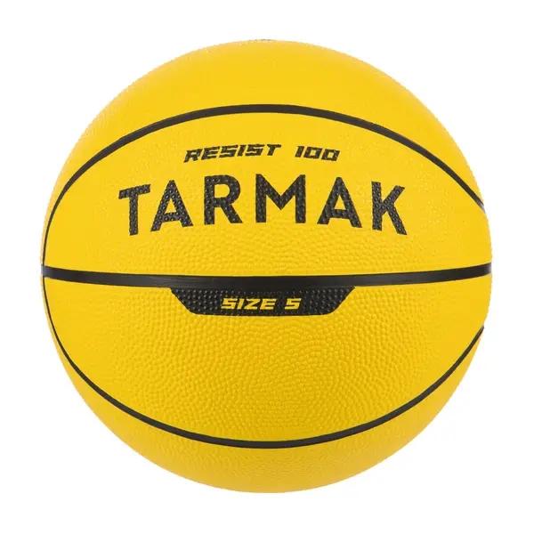

DECATHLON Rubber Basketball - Professional, Delicate and Soft Feel, Yellow, Size 5 Training Ball Size 5 Ball