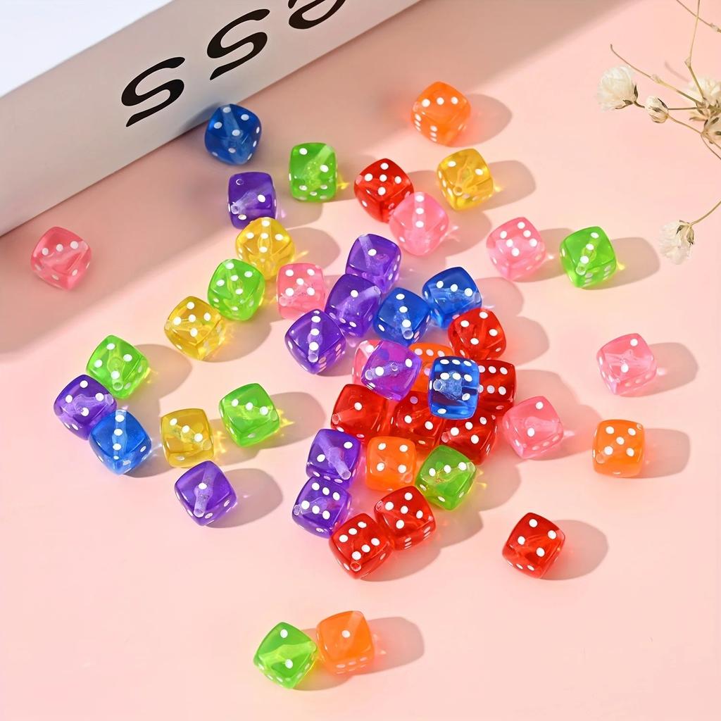 50Pcs Random Mix Colorful 8Mm Dice Beads For Jewelry Making Diy Handmade Necklace Bracelet Key Chain Accessories