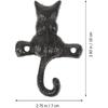 STOBAZA 2 Heavy Duty Coat Hook Cast Iron Cat Wall Hook,Decorative Hook Rustic Black Hooks,Single Key Hook Animal Wall Hanging Hook,Suitable for