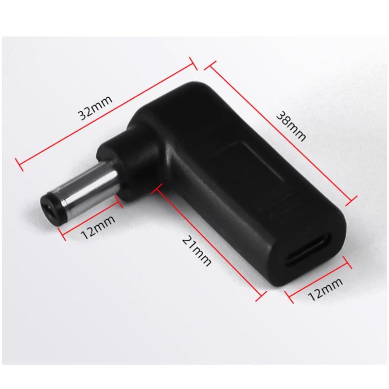 TypeC Female To Dc Laptop Power Adapter Connector Elbow Plug Compatible With For Lenovo Asus Hp Dell Acer - Charging Accessories
