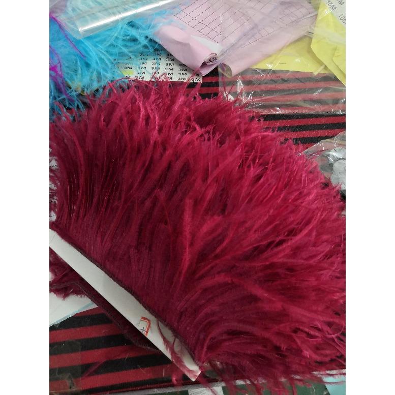 Feather10-15CM Pink Ostrich Feather Trim Fringe No Ribbon for Wedding Party Dress Sewing Accessories 1M Fluffy Multicolor Plumas Fabric