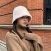 Warm Winter Fisherman Hat Furry Anti-cold Bucket Hat Temperament Plush Bucket Cap  Autumn