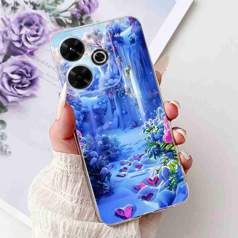 For Xiaomi Redmi 13 4G Case Fashion Girl Flower Silicone Soft TPU Shockproof Cover Coque For Redmi13 redemi13 Bumper Phone Case