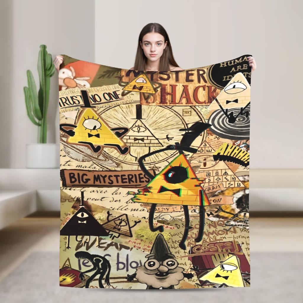 Gravitys Falls Fleece Throw Blanket Bill Cipher Mystery Blankets for Bedding Couch Lightweight Thin Plush Thin Quilt,