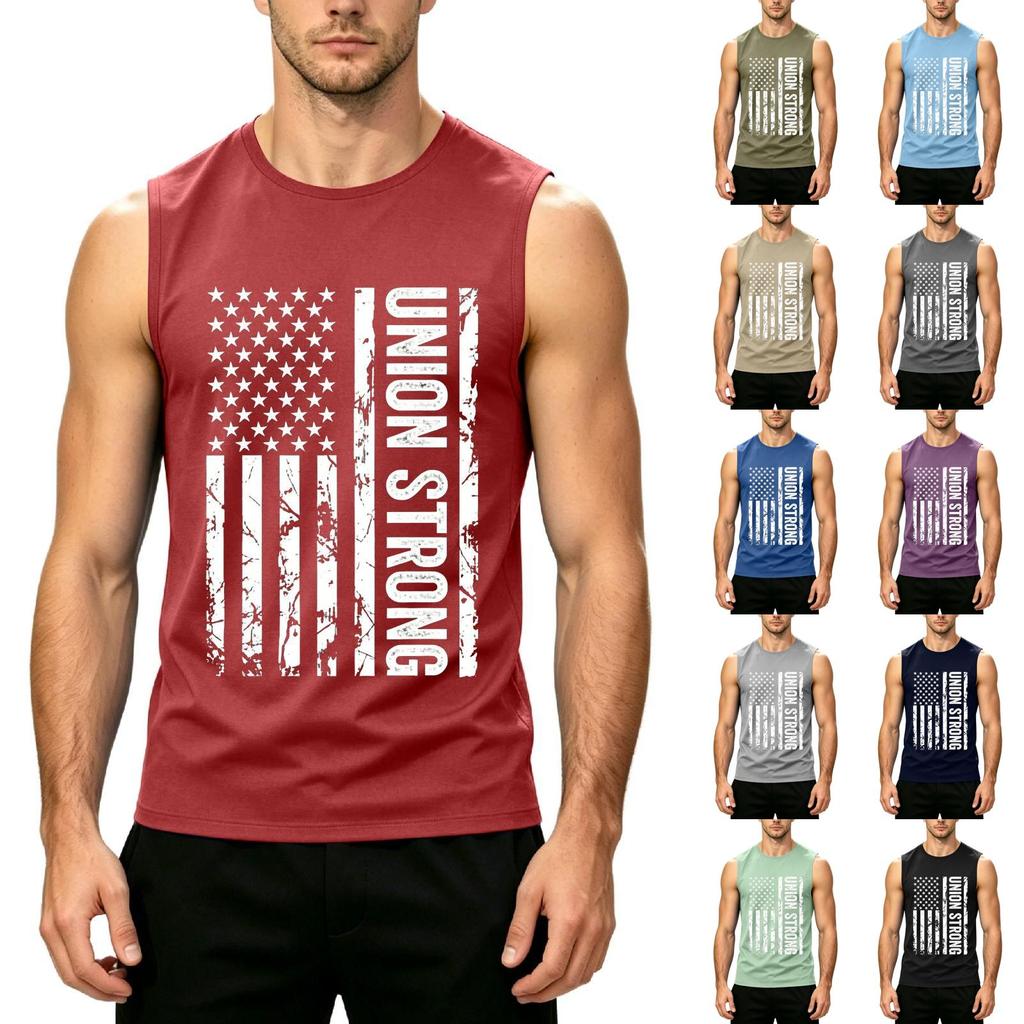 Men's Sleeveless Casual Tank Top Muscle Shirt Printed Graphic Crew Neck Summer Workout Gym Apparel for Outdoor Activities