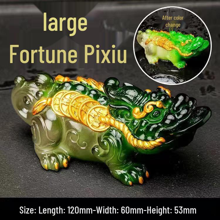 Luxury Resin Pixiu Tea Pet: Color-Changing Wealth-Attracting Ornament for Tea Sets.