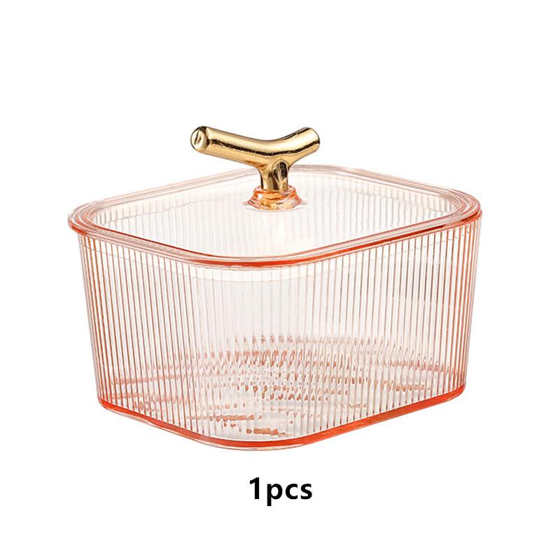 

Прозрачная коробка для хранения резинок для волос большой вместимости с крышкой, коробка для хранения заколок для волос, корзина-органайзер для настольных аксессуаров для волос розовый