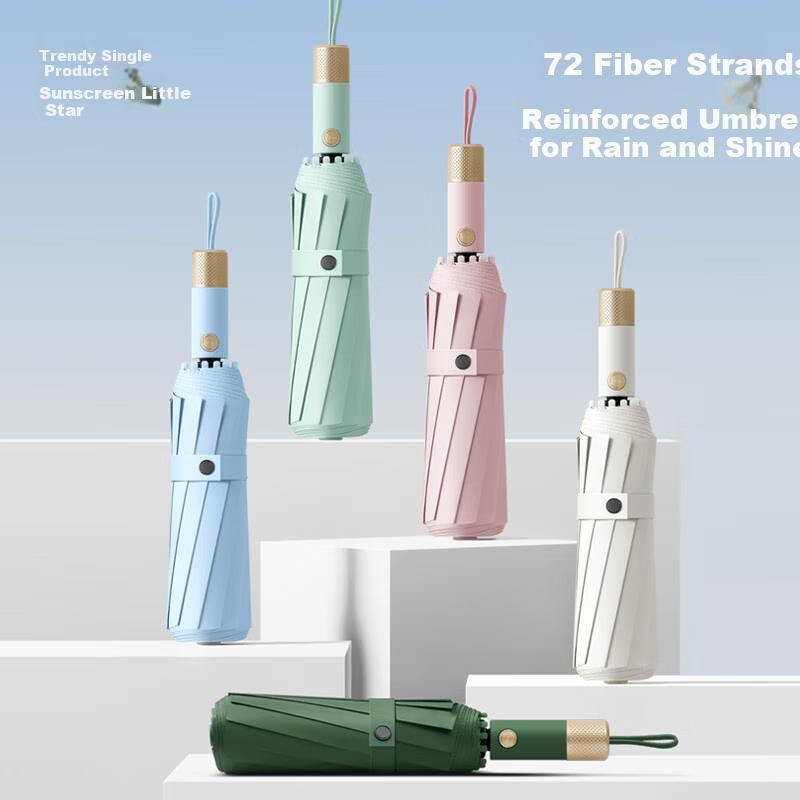 MAYDU Fully Automatic Umbrella with One-Touch Folding, Black UV Protection Sun Umbrella for Rain And Shine, M3066 Sky Blue