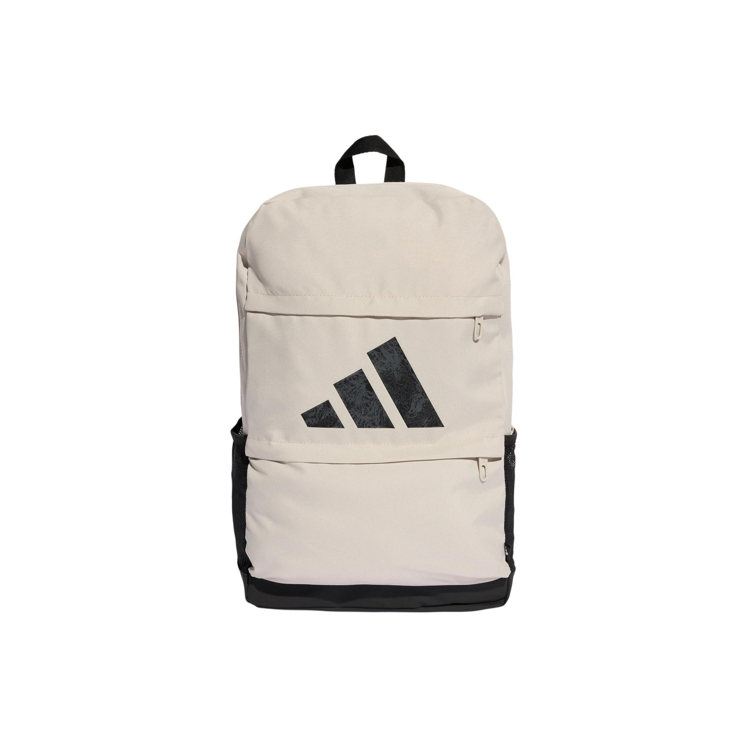 Adidas Motion 23.5L Brand Logo Color Block Design Recycled Polyester Backpack Unisex Backpack Beige Black JZ4792 Beige & Black