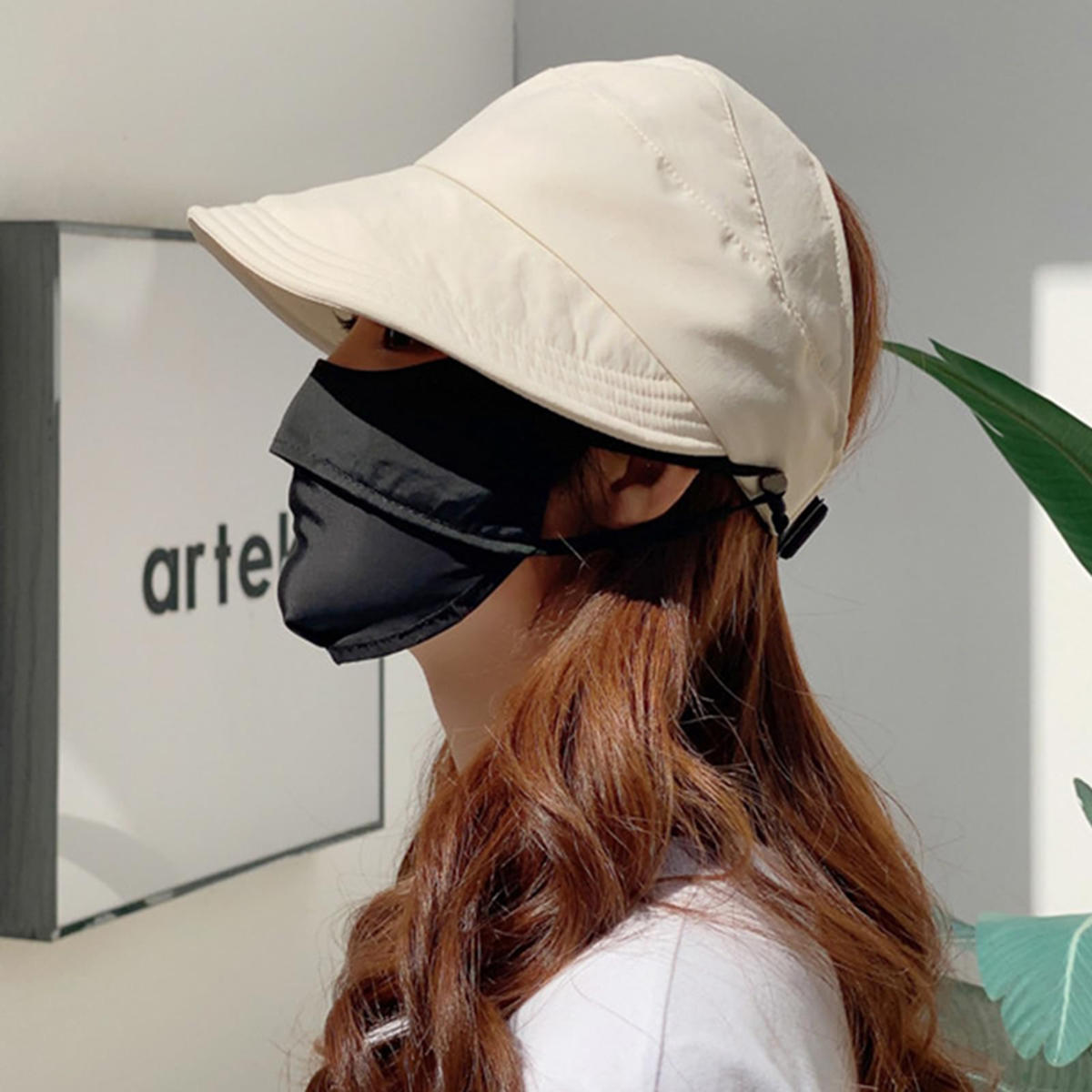 

Outdoor Sun UV Protection Hat Foldable Adjustable Cotton Wide Brim Bucket Cap Summer Sun Hat Can Hang Mask one size покинуть белый