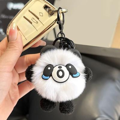Keychain Rabbit Ear Soft Plush Ball Charm Key Chain Car Keys Bags Backpacks Kids Travel Accessories Stress Relief Gift