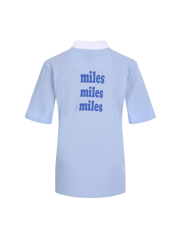 MILES AND MILES AND MILES Graphic Pique Shirt_ Sky Blue