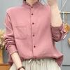 2026 Spring/Autumn Long Sleeve Stand Collar Ruffle Trim Artistic Shirt in Japanese Style - Age-Reducing Versatile Base Layer