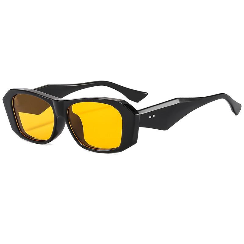 Black Frame Rectangular Sunglasses With Uv400 Protection For Outdoor Activities And Fashion Style