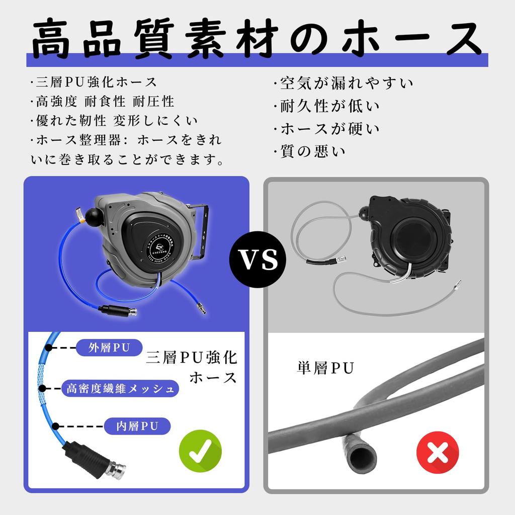 CXCESNS Air Hose Reel 20m Wall Mounted Ceiling Mounted Automatic Winding Air Reel Auto Rotatable Hose with Bracket Retractable Pneumatic Tool Diameter