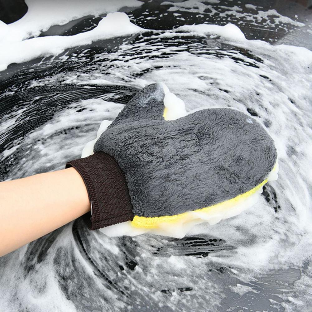 Car Wash Glove Waterproof Anti-scratch Thickened Soft Tear-resistant Car Detailing Coral Fleece Super Absorbent Car Wipe Cloth