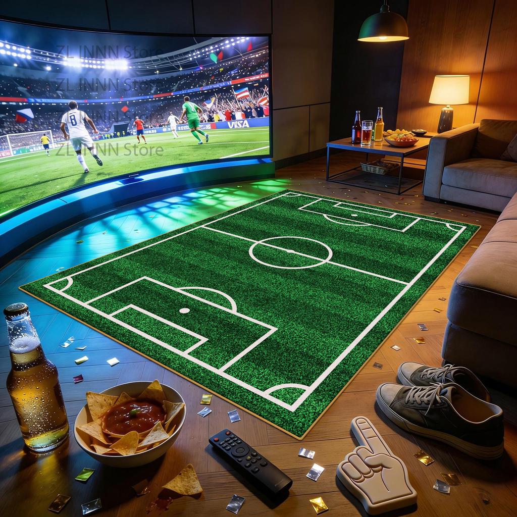 Fotbollsplan Stor Yta Sporttema Mattor Dekoration Hemma Vardagsrum Fluffig Mjuk Matta 200×300 Sovrum Spelplan Matta Barn