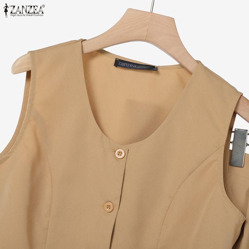 ZANZEA Women Sleeveless Vest Tops and Pants Casual Two Piece Suit Sets