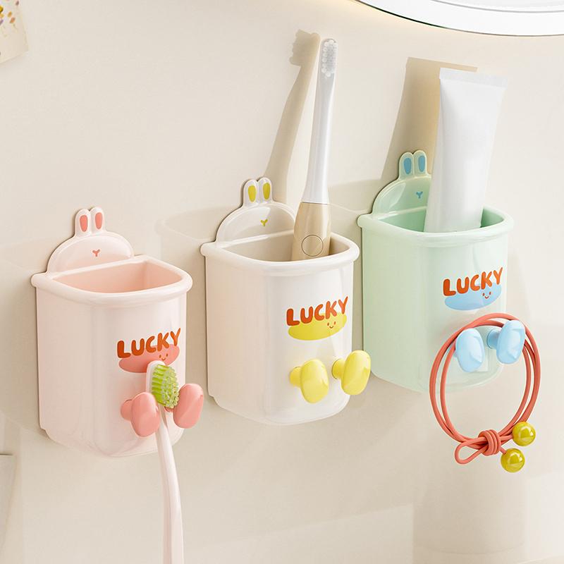 Niedlicher Cartoon Zahnbürstenhalter Zahnbürsten-Aufbewahrungsständer Wandmontiert Badezimmer Elektrische Zahnbürste Zahnpasta Aufbewahrungsbox