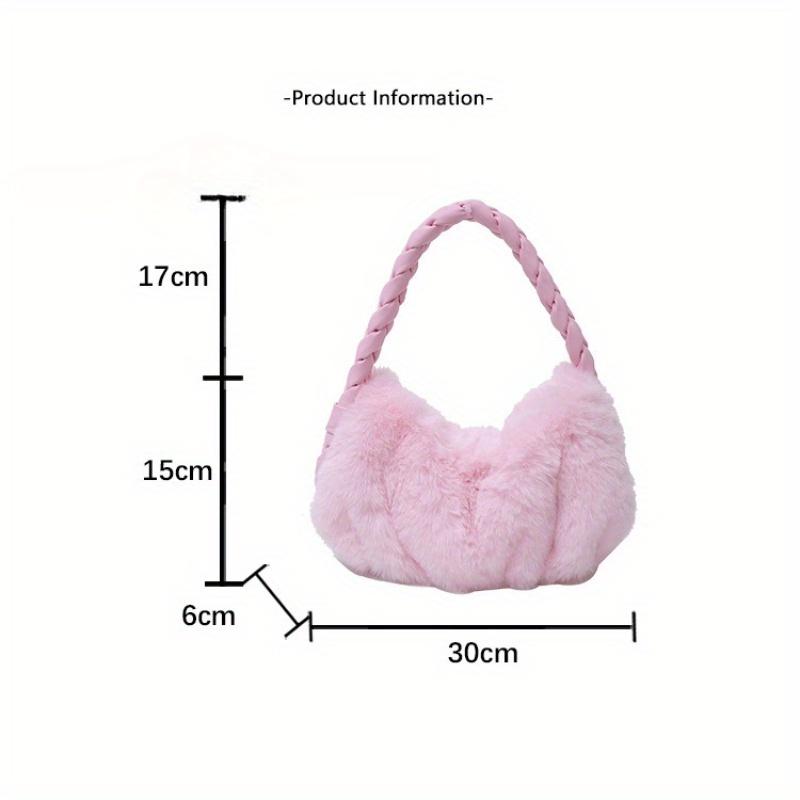 Elegant Shoulder Bag Braided Handbag Soft Plush Underarm Bag Women's Large Capacity Fashionable Lady Party Tote Bag Underarm
