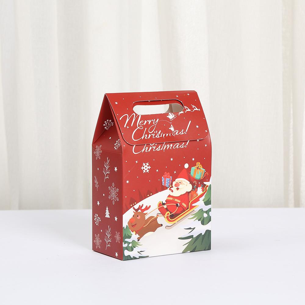 12Pcs StoBag Christmas Santa Pattern Reusable Paper Gift Tote Boxes for Xmas Candy Cake Wrapping Party Favors Packaging