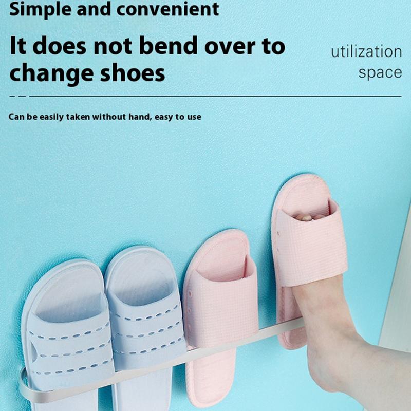 Wall-mounted Slipper Rack Space Aluminum Modern Punch-free Rack Shoe Storage Household Multifunctional Furniture Hook For Home