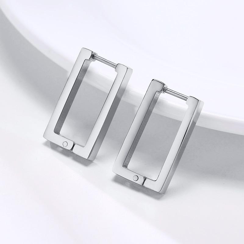 Minimalist Post Earrings, Rectangular Studs,Stainless Steel Simple Geometry Hoop Earring for Men Women Jewelry