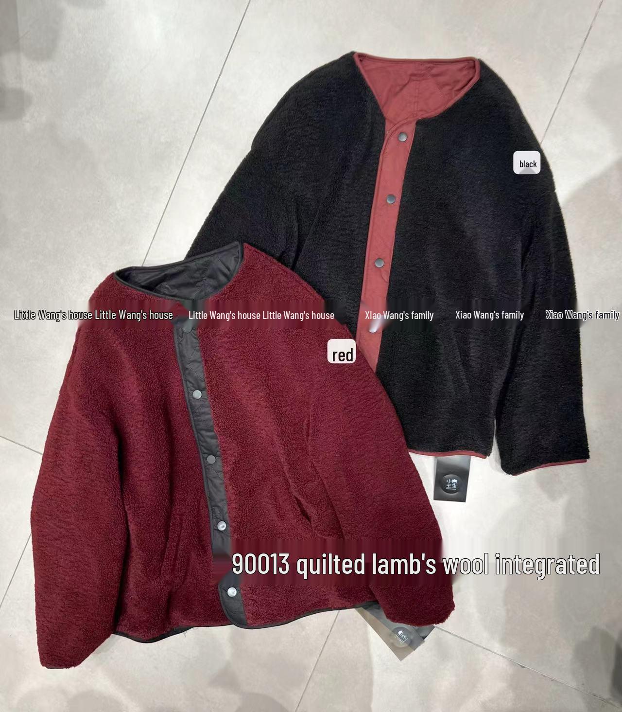 

Двусторонняя куртка в корейском стиле свободного кроя большого размера из искусственной овечьей шерсти на зиму от Сяо Вана 90013 One Size красный