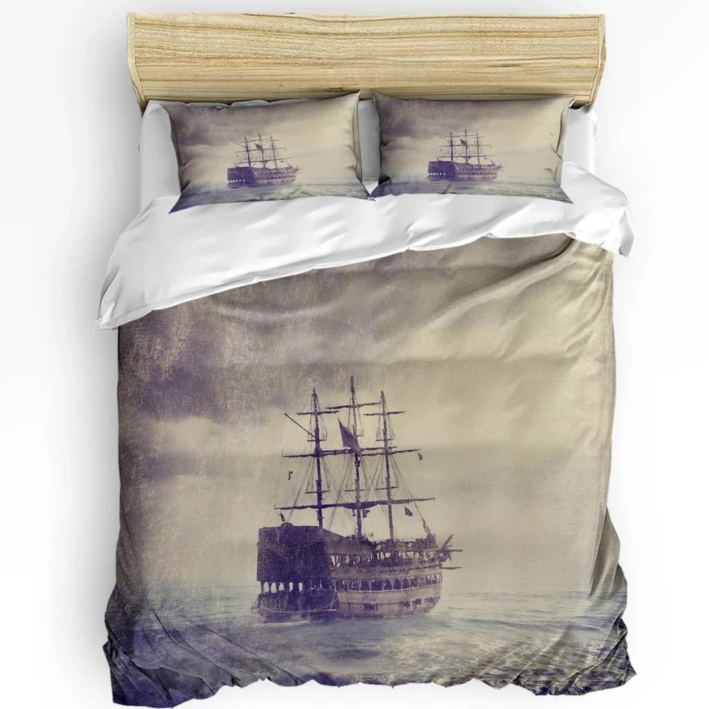 Nautical Anchor Ship Lighthouse Whale Art 3Pcs Bedding Set For Double Bed Home Textile Duvet Cover Quilt Cover Pillowcase