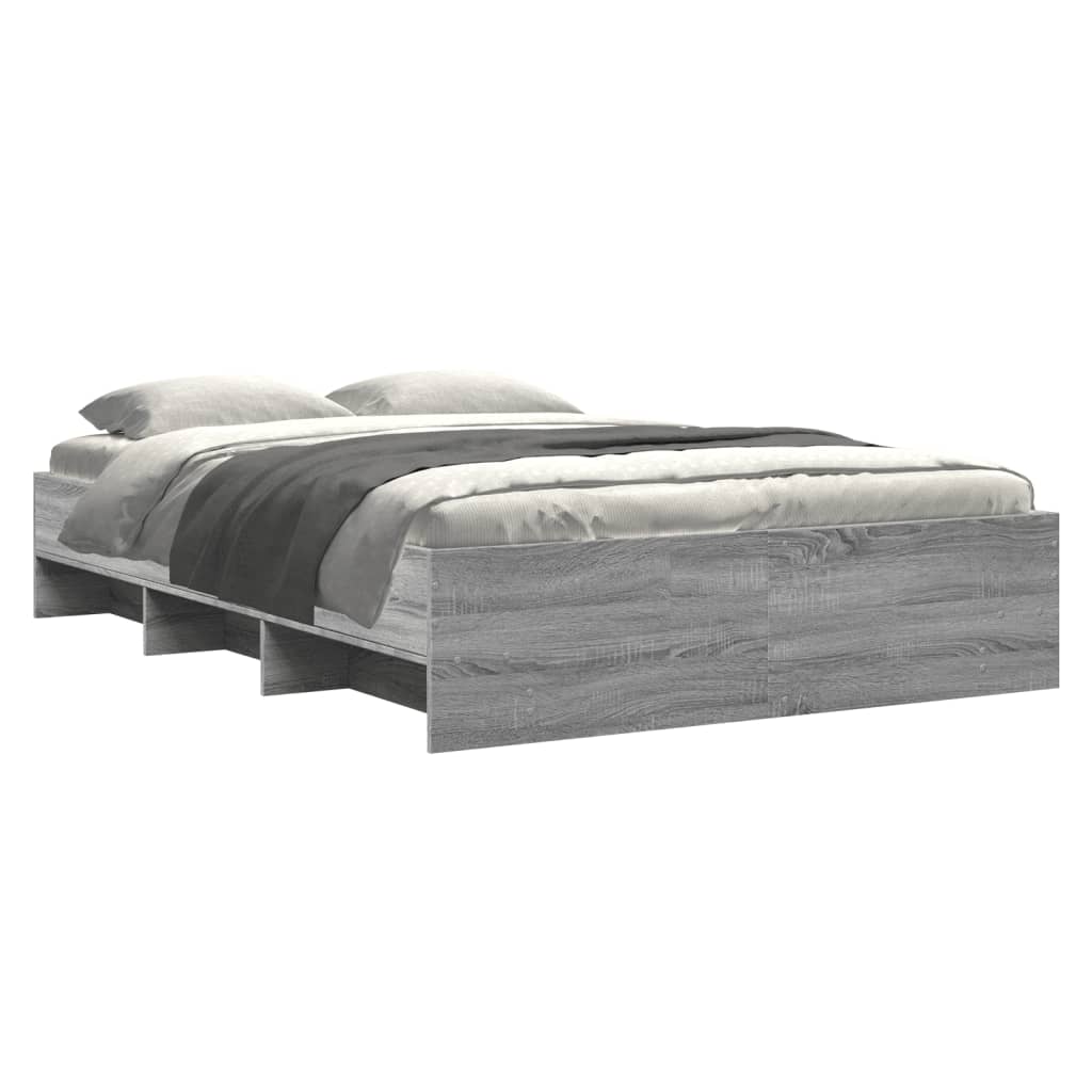 Bed Frame Gray Sonoma 135x190 cm Particleboard