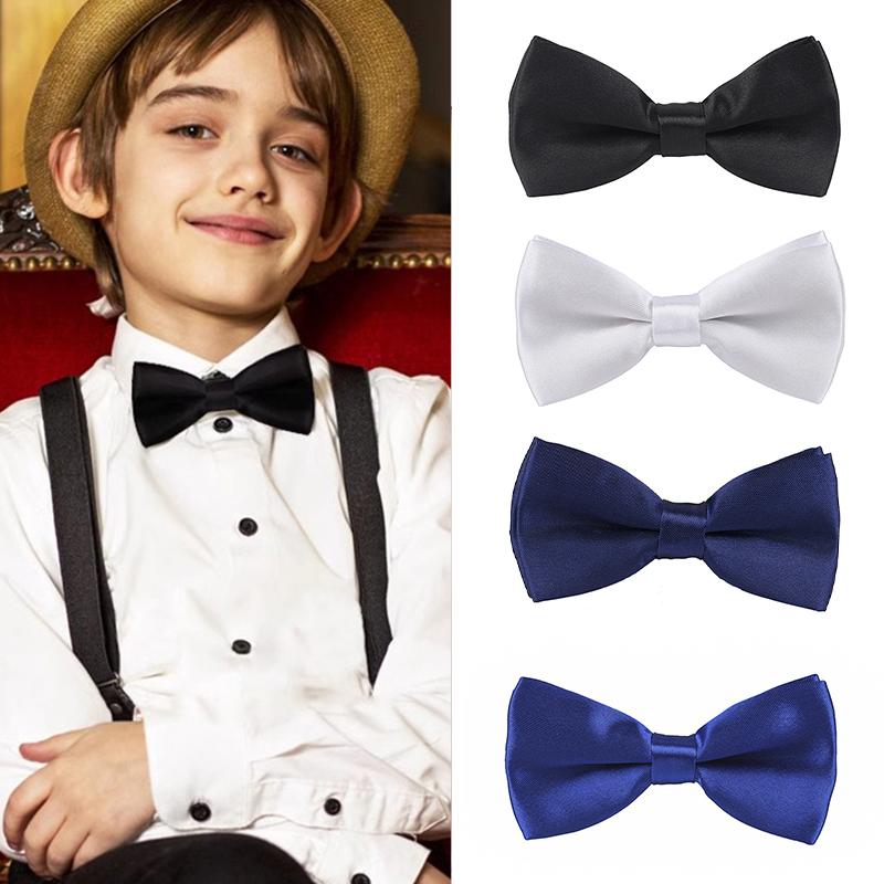 1Pc Children Formal Bow Tie Solid Color Baby Toddler Fashion Polyester Boys Wedding Classical Bowties