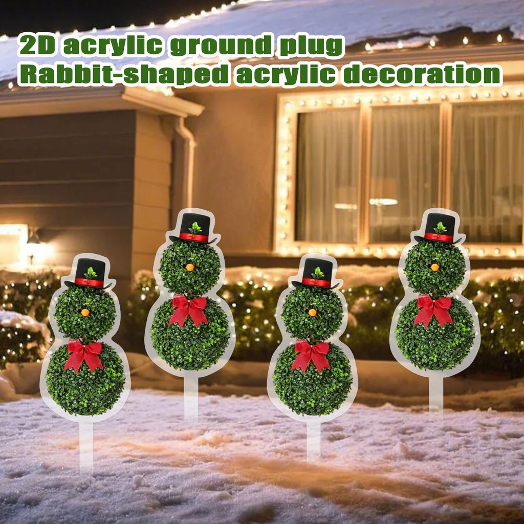 Snowman Shape Acrylic Ground Plug, Suitable For Christmas Porch Decoration Outdoor And Indoor